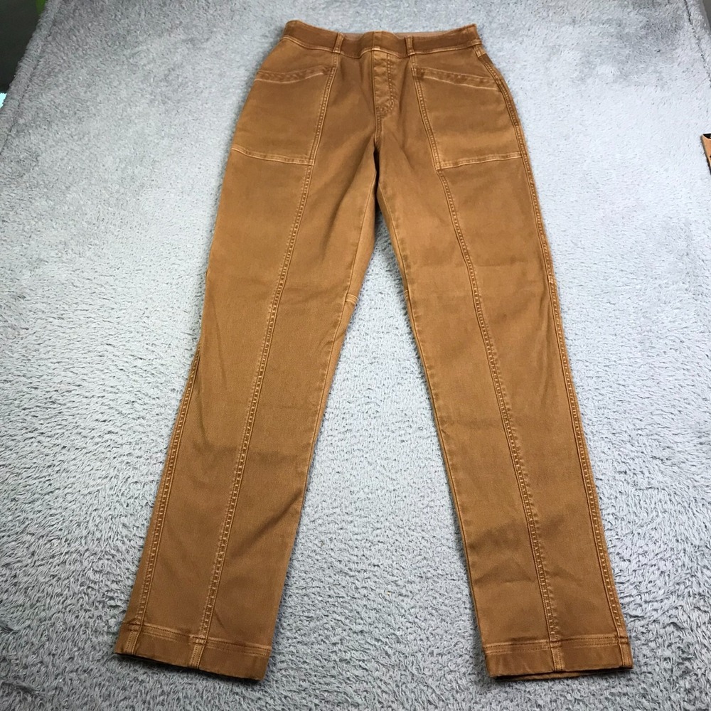 Spanx Pants Womens M (28x31) Brown Pull On Stretch Twill Straight Patch Pockets
